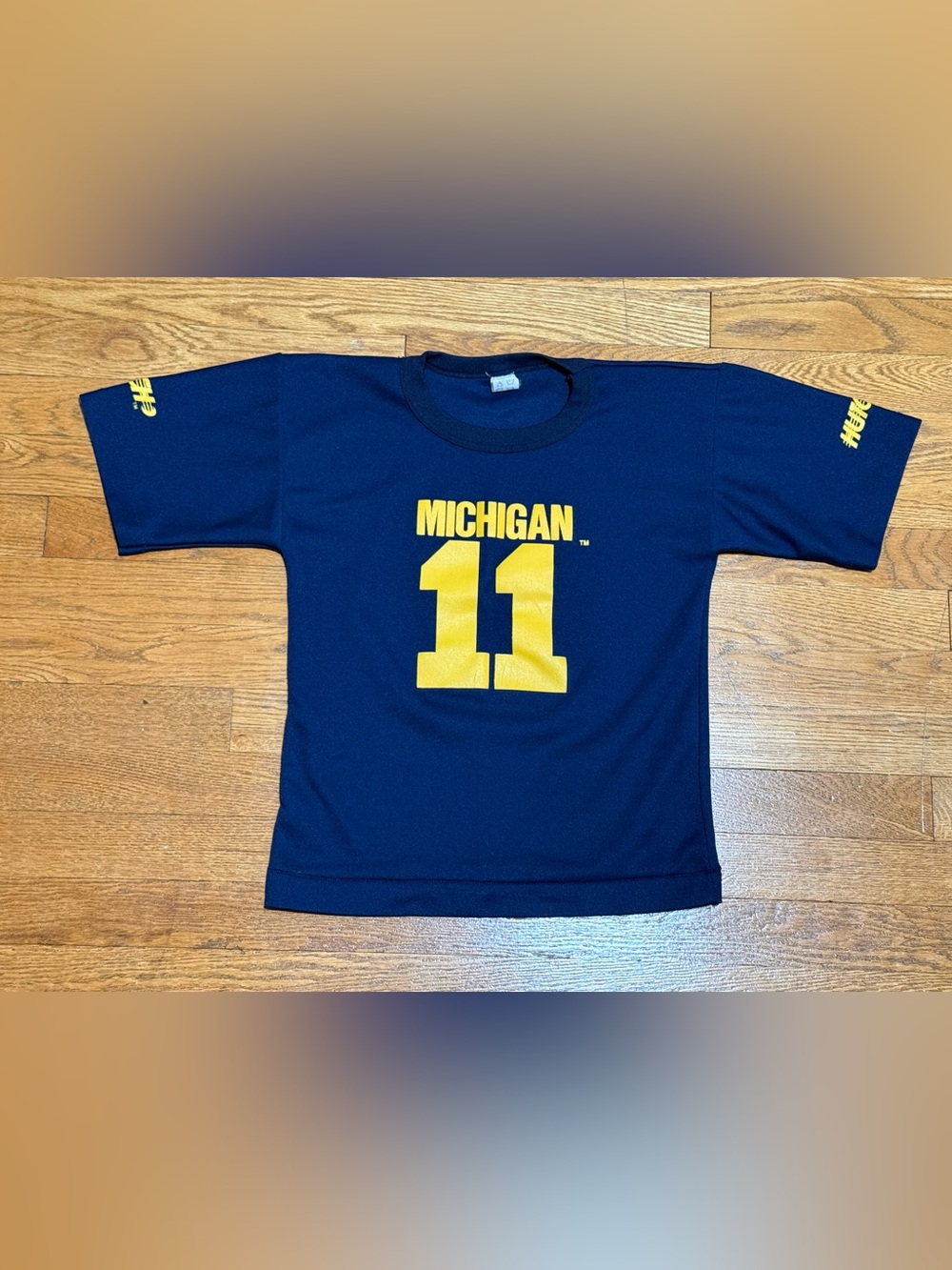 VTG 80s Hutch Michigan Wolverines Youth Medium Jersey 11 Football Navy Made USA
